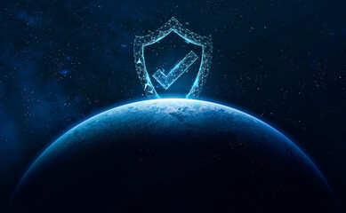 Global Security Checkmark Icon – Trust, Protection, and Verification