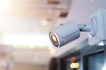 IP CCTV security concept installed to record events It's a video inside a real estate building. ,...