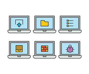 laptop computer and user interface icons