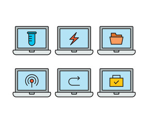 laptop computer and user interface icons