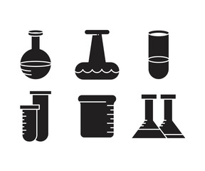 laboratory flask and test tube icons set