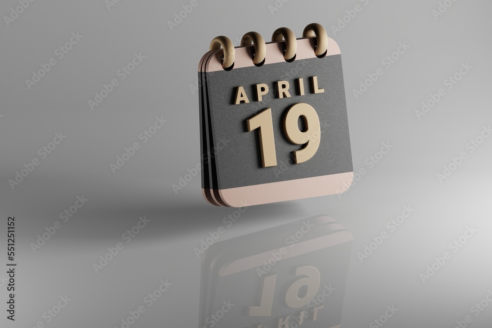 Aufkleber standing black and golden month lined desk calendar with date april 19. modern design with golden el