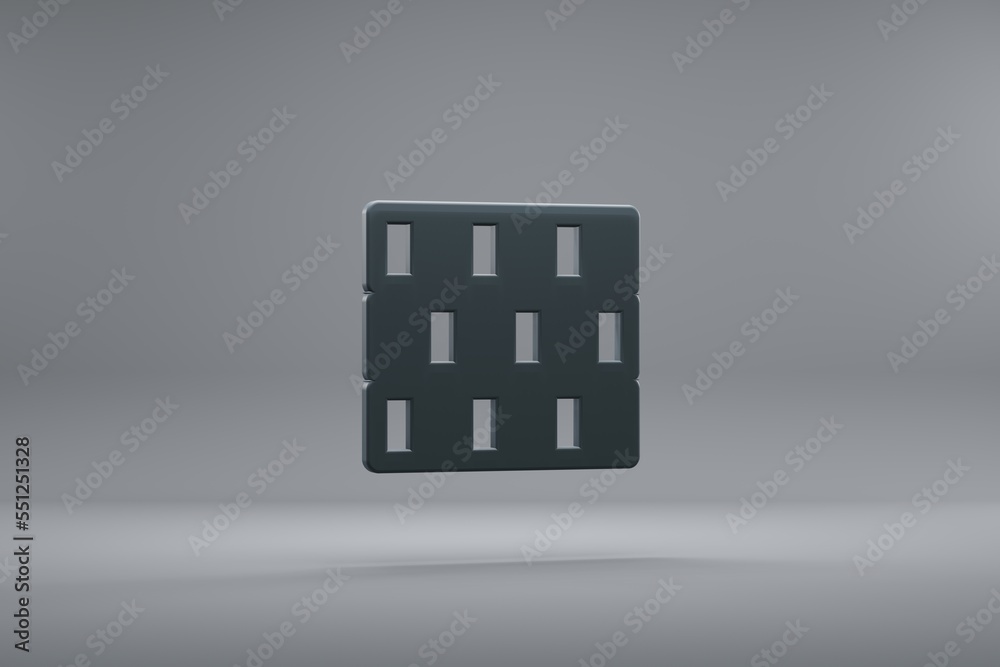 Poster beautiful illustration poker tokens dark symbol icons on a grey background. 3d rendering illustratio