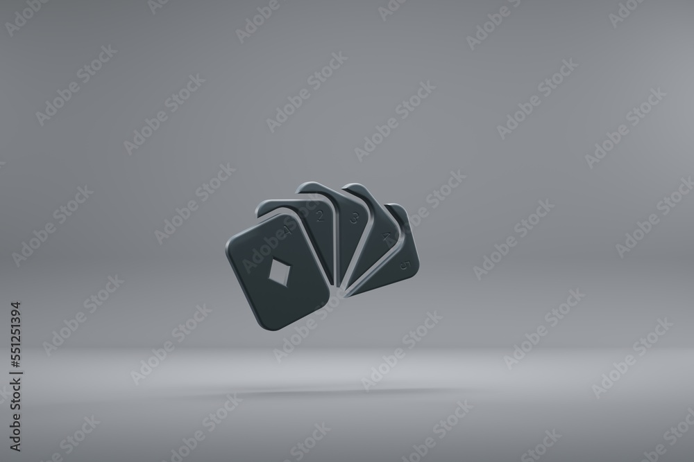 Poster beautiful illustration straight poker dark symbol icons on a grey background. 3d rendering illustrat