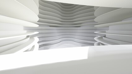 Architecture background atrium interior of skyscraper 3d render