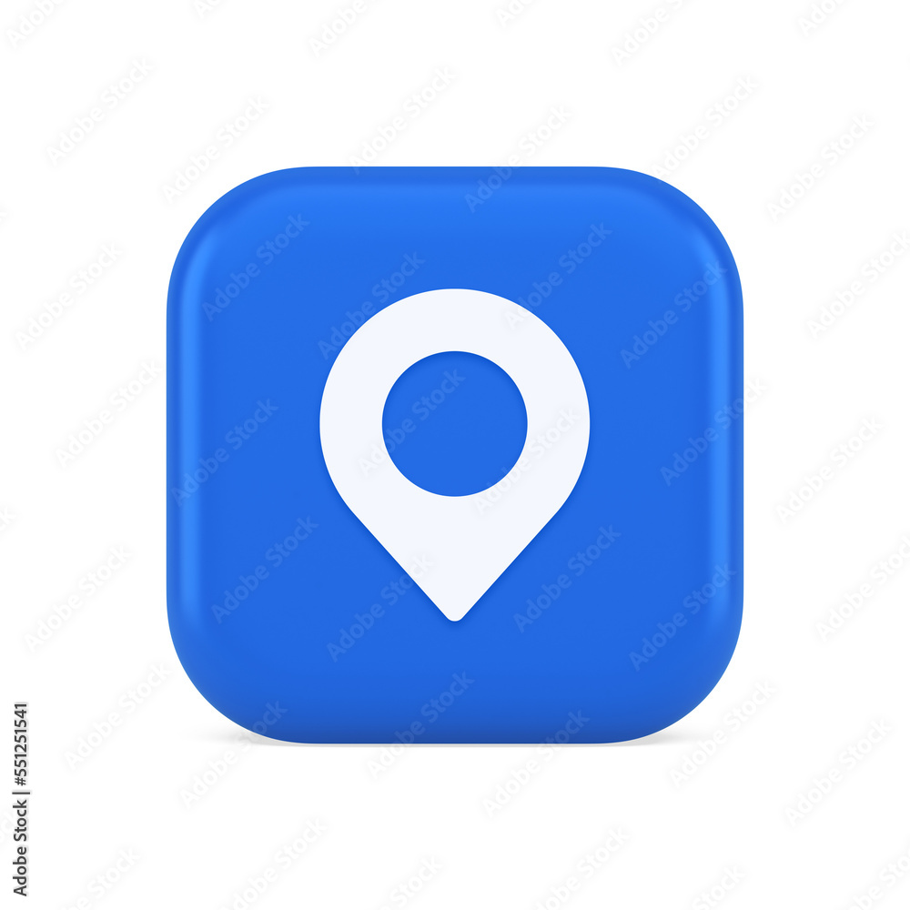 Poster gps map pin location service button application direction distance pointer 3d realistic icon