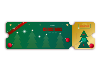 Merry Christmas Gift promotion Coupon banner with festive decoration for christmas