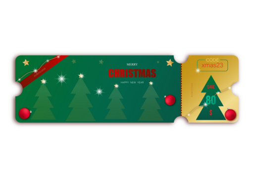 Merry Christmas Gift promotion Coupon banner with festive decoration for christmas