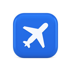 Airplane plane travel button flying vehicle commercial jet navigation 3d realistic icon