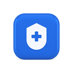 Obraz premium Medical secure shield check plus button approval confidential medicine protection 3d icon