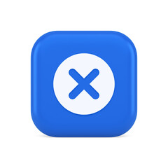 Fototapeta premium Cross button cancel reject decline negative forbidden fail 3d realistic icon