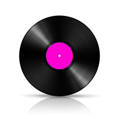 Pink vinyl record isolated on white background