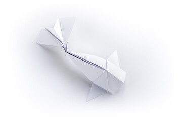 Paper fish origami isolated on a white background