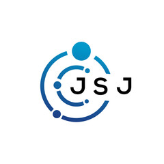 JSJ letter technology logo design on white background. JSJ creative initials letter IT logo concept. JSJ letter design.