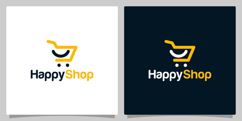 Shopping cart logo design template with smile symbol graphic design illustration. icon, modern, creative. © Crelaba_Std