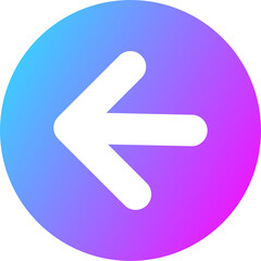 Left arrow direction solid icon in gradient colors. Interface signs illustration.