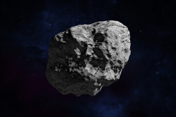 Asteroid and nebula. Elements of this image furnished by NASA.