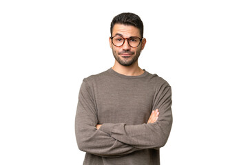 Young handsome caucasian man over isolated background feeling upset