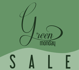Fototapeta na wymiar Green monday sale lettering on soft green background. suitable for banner card or poster
