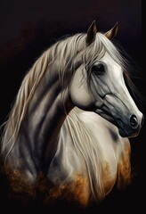Fototapeta na wymiar Portrait of a horse stallion mustang wild art drawing