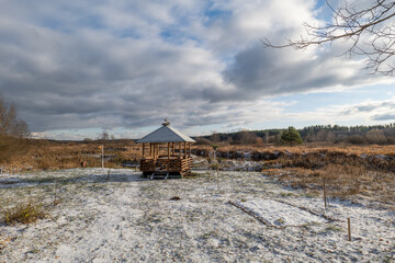 Gazebo by the winter river