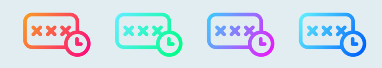 Obraz premium Temporary password line icon in gradient colors. Access signs vector illustration.