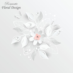 Paper flower. White roses cut from paper.