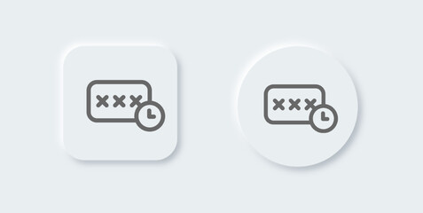 Temporary password line icon in neomorphic design style. Access signs vector illustration.