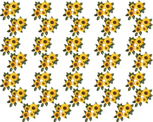 Sunflowers seamless pattern design, colorful sunflower pattern on white background