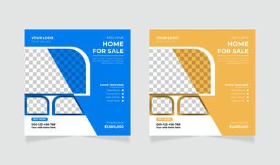 Modern and creative real estate social media post or banner template 
