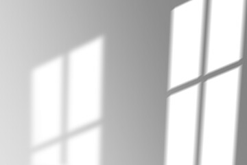 blur background. Abstract shadow of the window in morning light on white wall texture