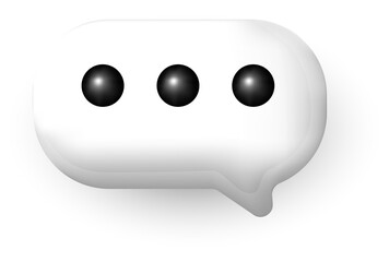 three dots in the bubble speech speaking emotion symbol 3d icon on blue background