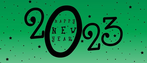  2023 happy new year green banner design