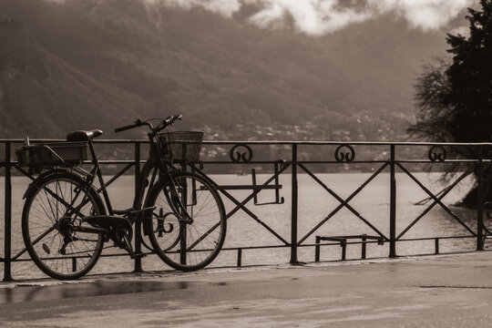 bike next to lake 