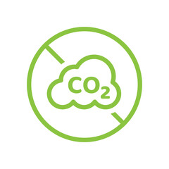 No co2 prohibition vector sign. Zero carbon dioxide emissions, carbon free icon.