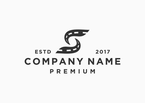 letter s with highway logo design vector illustration template