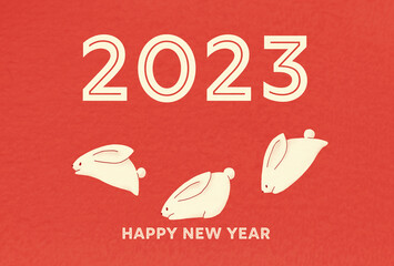 かわいいうさぎの年賀状 2023年 卯年 テンプレート