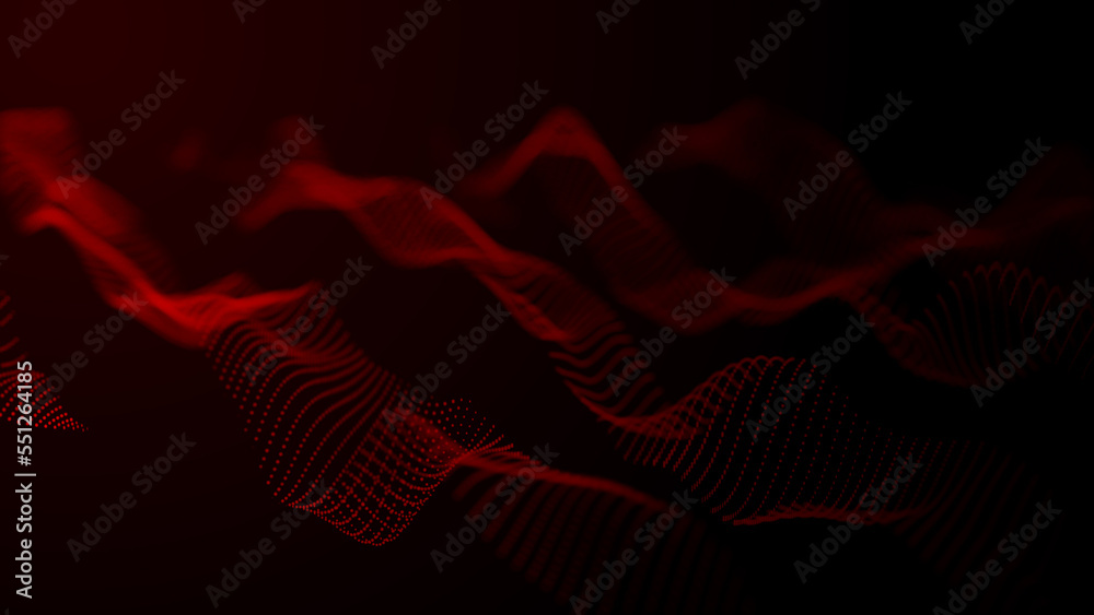 Poster textured wave of particles. visualization of technological connections. molecular connection of part