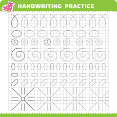 Educational practice page with tracing objects for writing study