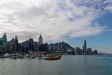 Fototapeta na wymiar Nov 31 2022,Hong Kong.Victoria Harbor scenery in winter,Hong Kong.