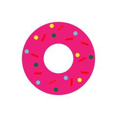 Donut Flat Design Dessert Icon. Vector Illustration.