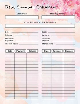 Minimalist Debt Snowball Calculator Sheet Planner Template