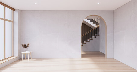 Muji style, Empty wooden room,Cleaning japandi room interior.