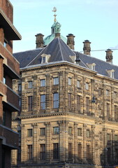 Fototapeta na wymiar Amsterdam Royal Palace Exterior Seen from Paleisstraat Street, Netherlands