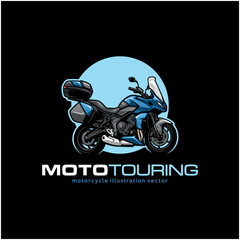 motorbike with touring side box illustration logo vector