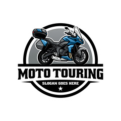 motorbike with touring side box illustration logo vector
