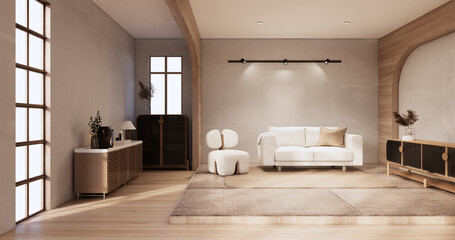 Sofa armchair on Living room empty japanese style.