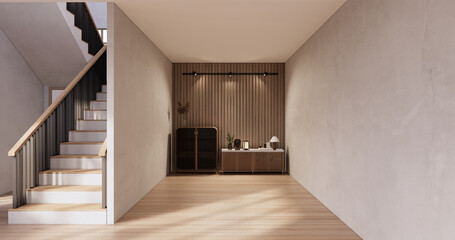 Muji style, Empty wooden room,Cleaning japandi room interior.
