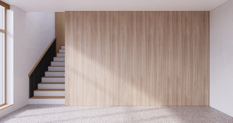 Naklejka na ściany i meble Muji style, Empty wooden room,Cleaning japandi room interior.