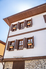 Traditional Ottoman house in Safranbolu. Safranbolu UNESCO World Heritage Site. Old wooden mansion turkish architecture. Wooden ottoman mansion windows.